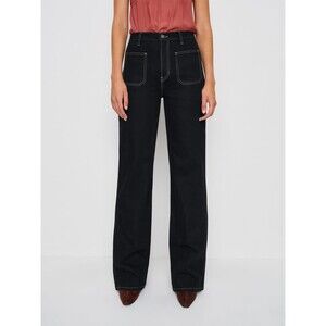 Reformation Wide Leg Jeans Alyssa High Rise Tall Off Duty Model Classic Black 27